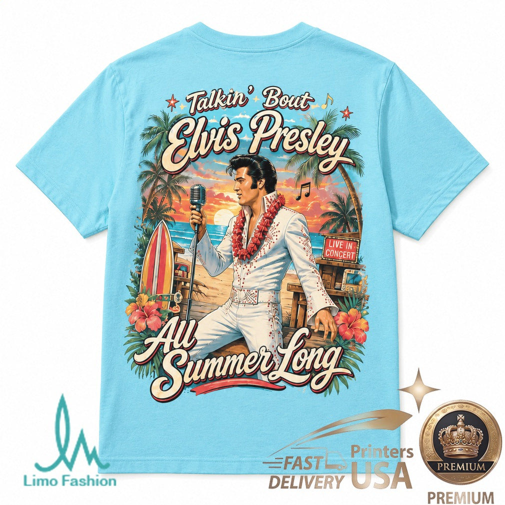 Elvis Presley Summer Vibes Tropical Hawaiian Beach Guitar Shirt - Limotees LLC