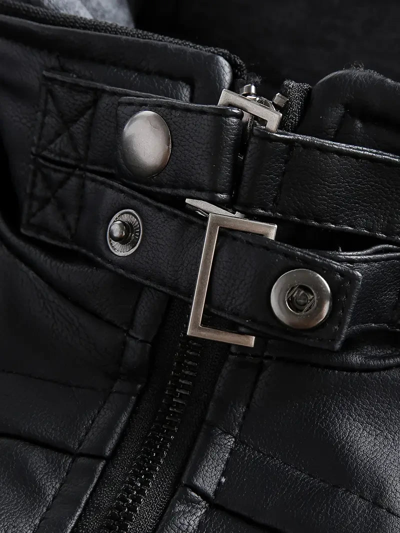 New York Giants HVKC1255 - Premium & Ultra-Thick Leather Jacket with Fleece Hood