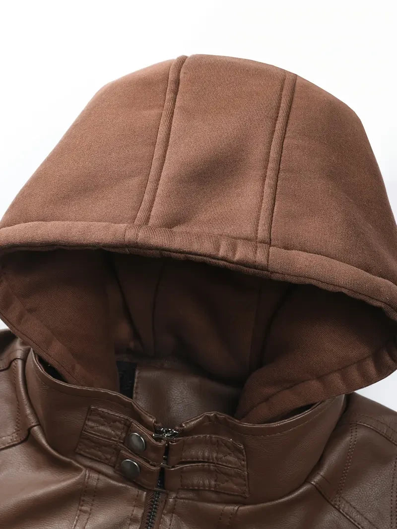 Premium & Ultra-Thick Leather Jacket with Fleece Hood - Detroit Lions PHVKC011