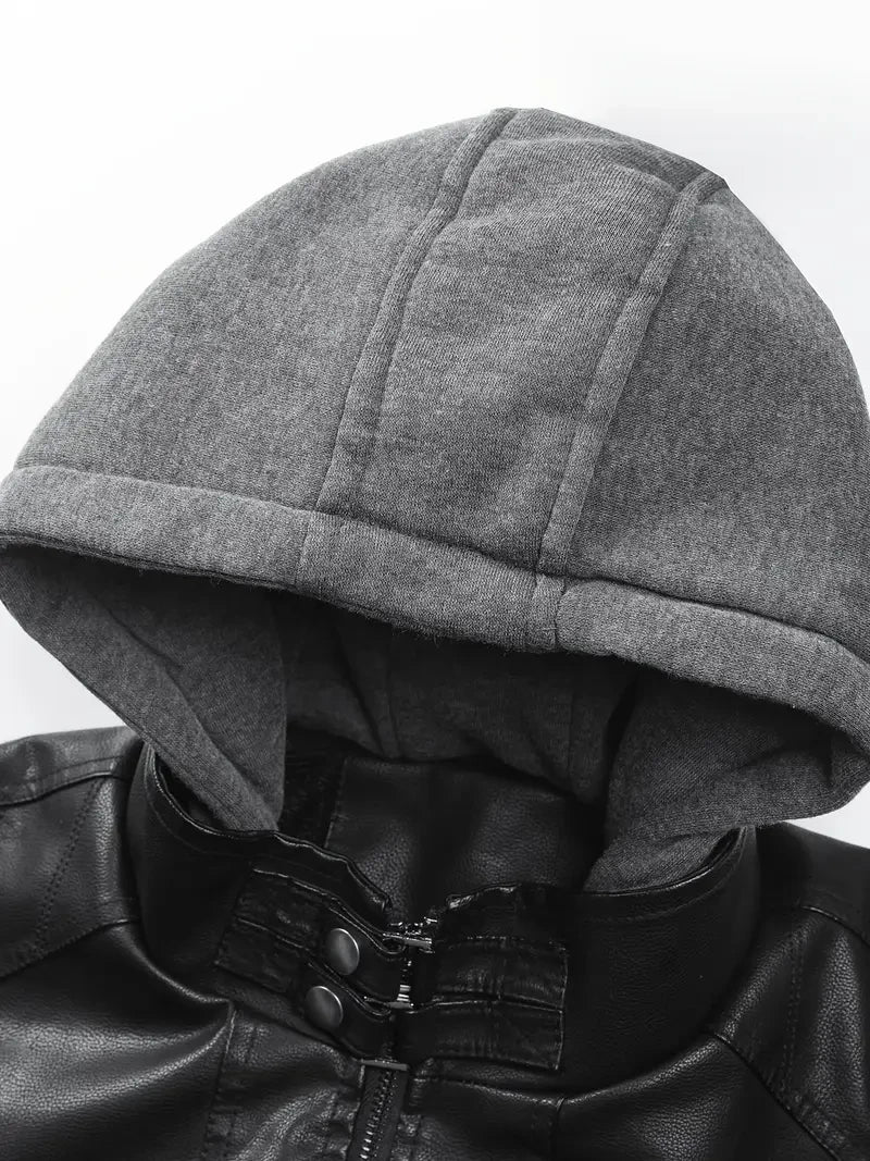 Premium & Ultra-Thick Leather Jacket with Fleece Hood - Detroit Lions PHVKC011