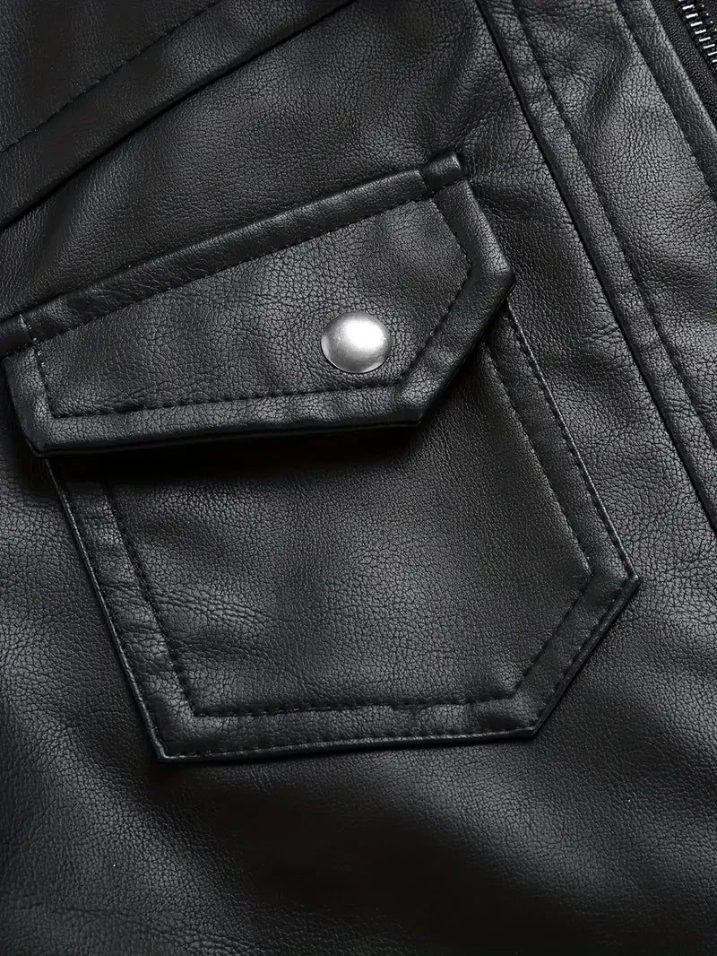 Premium & Ultra-Thick Leather Jacket with Fleece Hood - New York Giants VA2120