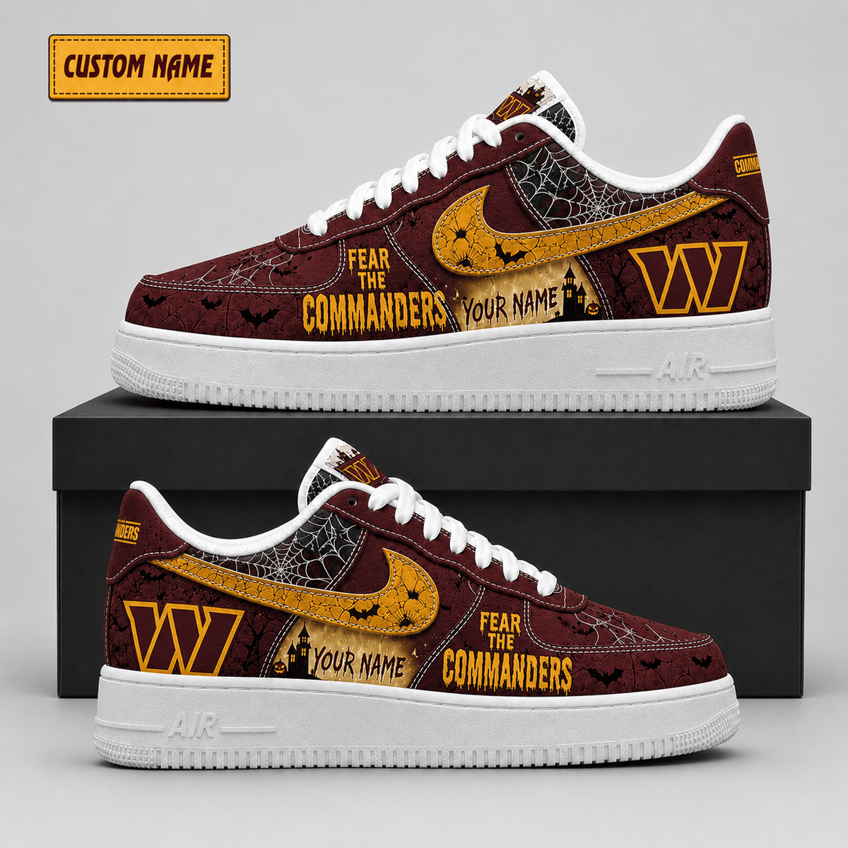 Washington Commanders | Premium NFL Fear The Team Halloween AF1 Sneakers - VA323530