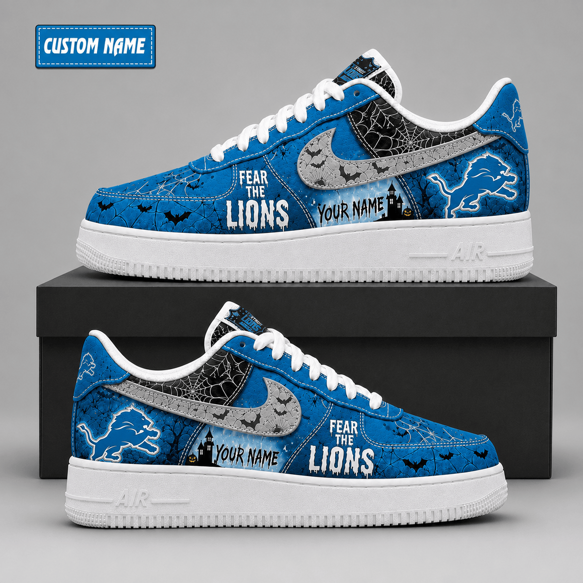 Detroit Lions | Premium NFL Fear The Team Halloween AF1 Sneakers - VA323531