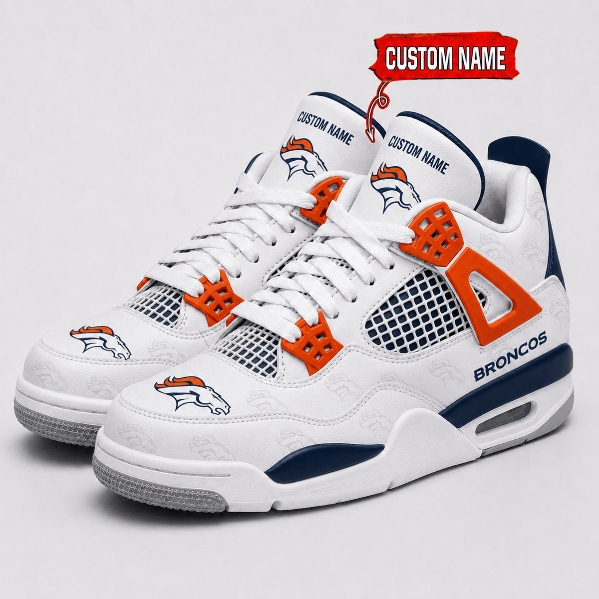 Denver Broncos Personalized AJ4 Sneaker VA333