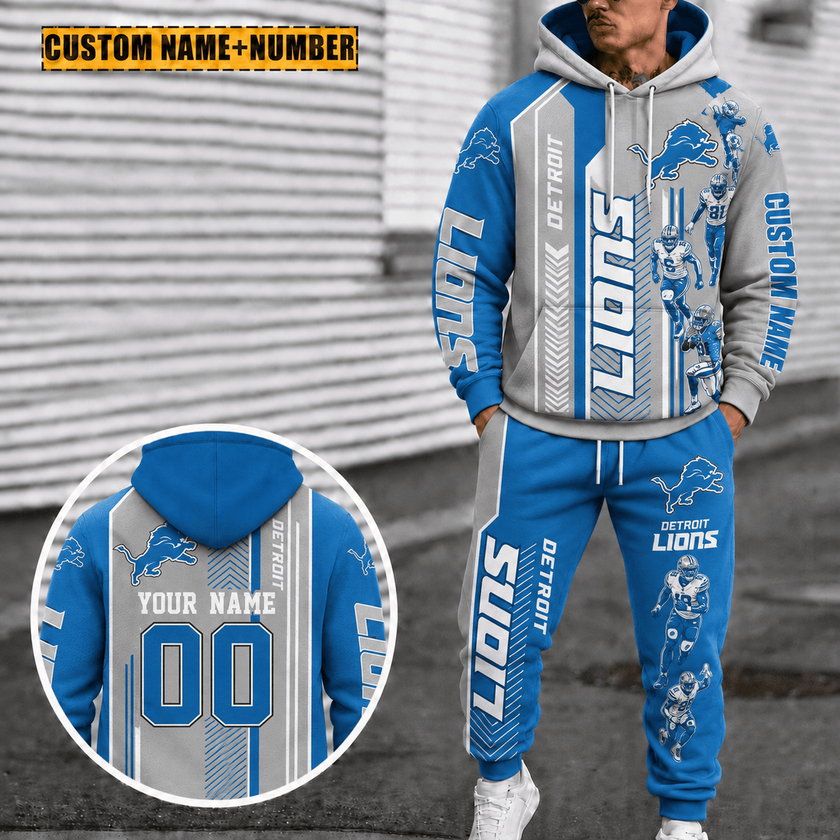 Detroit Lions Personalized Combo Hoodie And Sweatpants Gift For Fan VAN91118