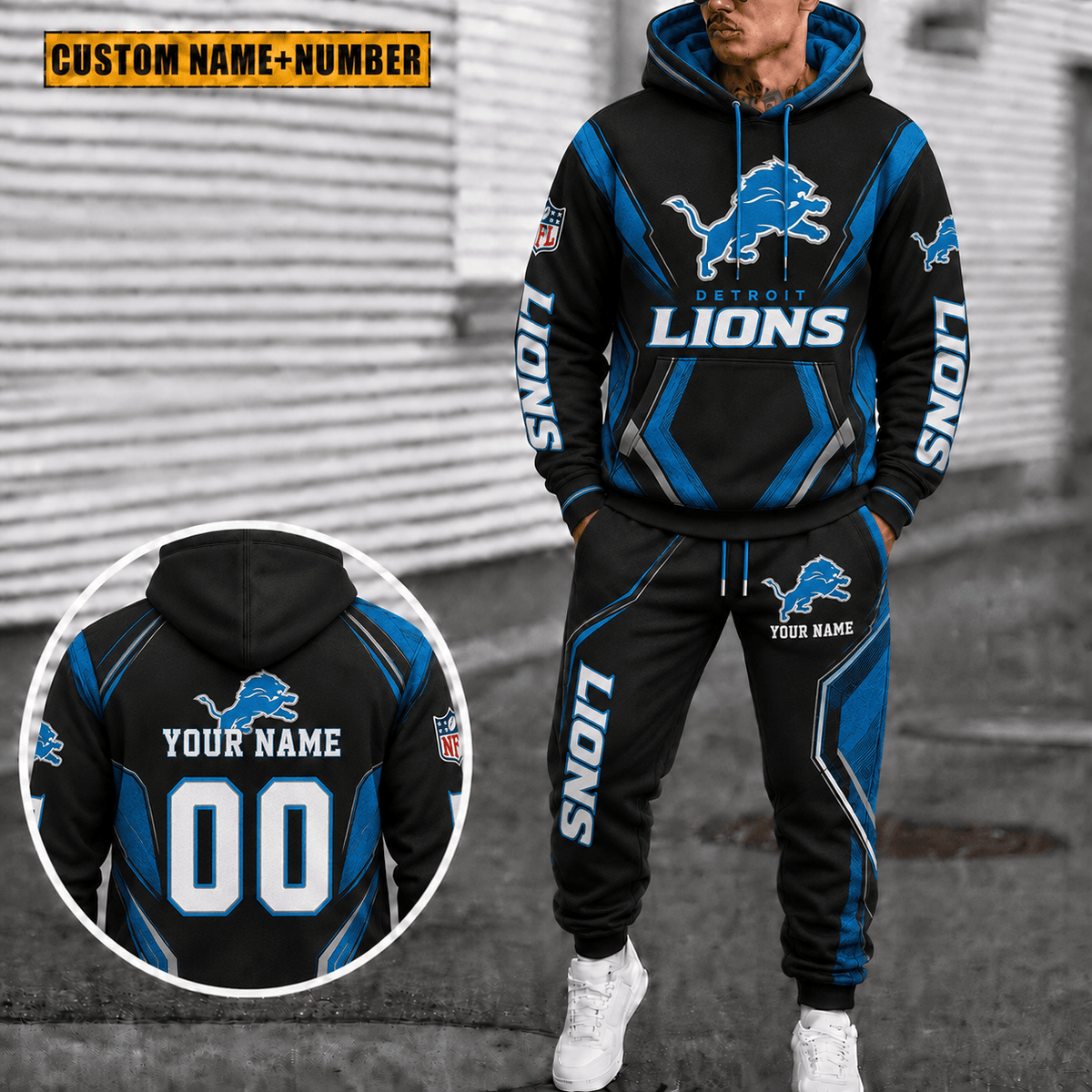Detroit Lions Personalized Combo Hoodie And Sweatpants Gift For Fan VAN44122