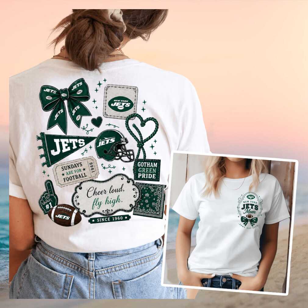 New York Jets Football Mom Game Day Coquette Bow Shirt - Limotees LLC