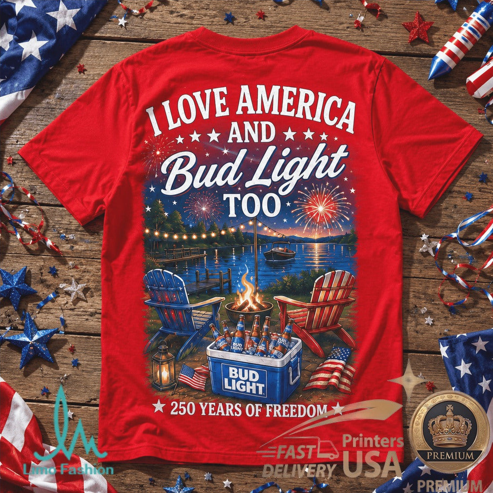 America 250 Years Of Freedom Bud Light Patriotic Camping Shirt - Limotees LLC