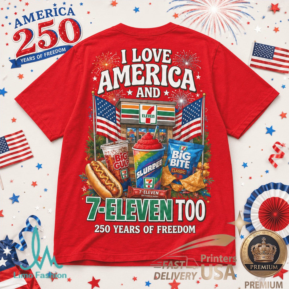 7 Eleven America 250 Years Of Freedom Patriotic Graphic Shirt - Limotees LLC