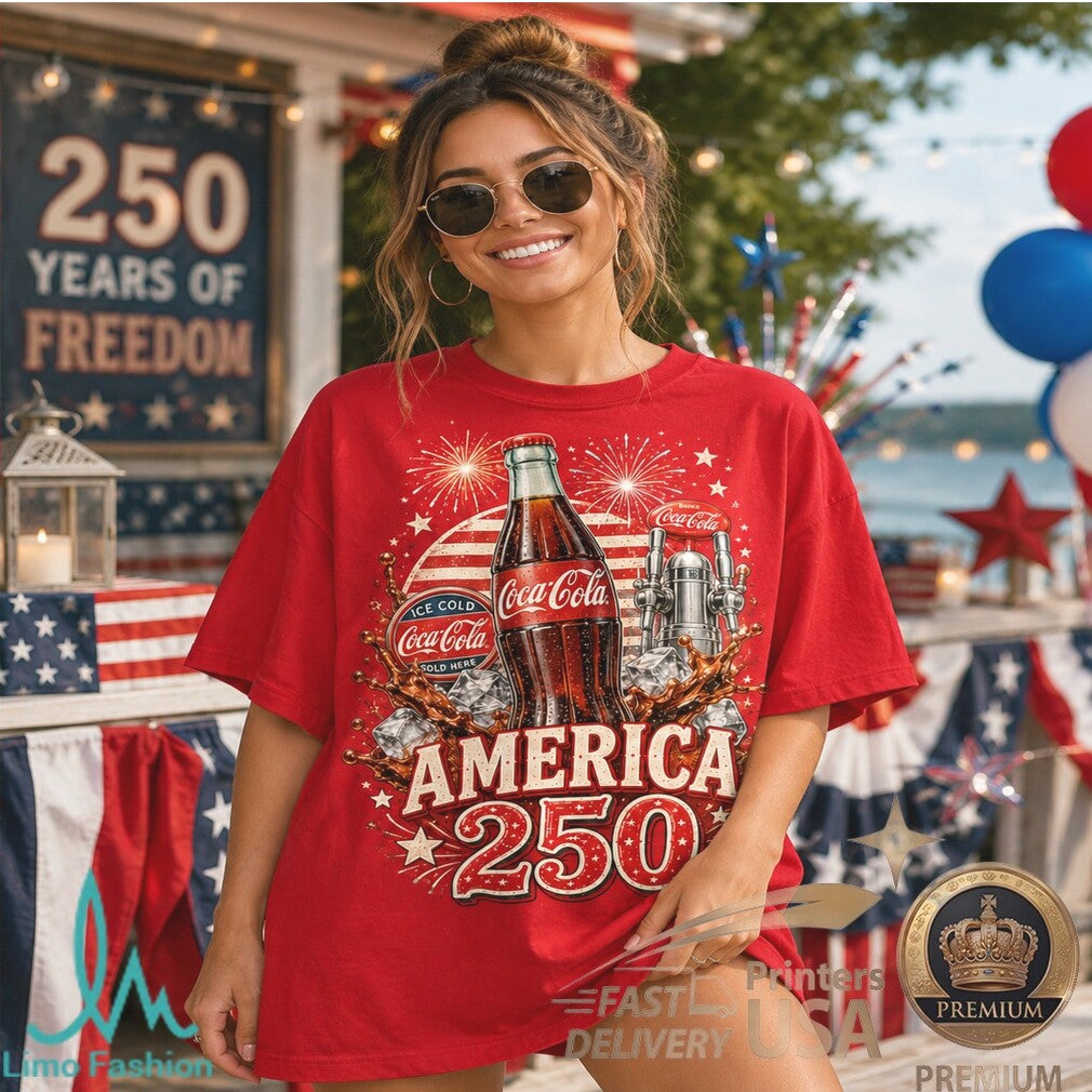 Coca Cola America 250 Years of Freedom Vintage Soda Patriotic Shirt - Limotees LLC