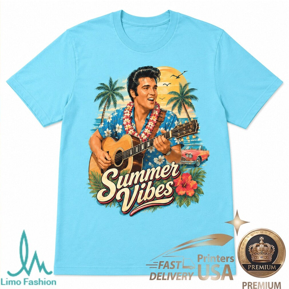 Elvis Presley Summer Vibes Tropical Hawaiian Beach Guitar Shirt - Limotees LLC