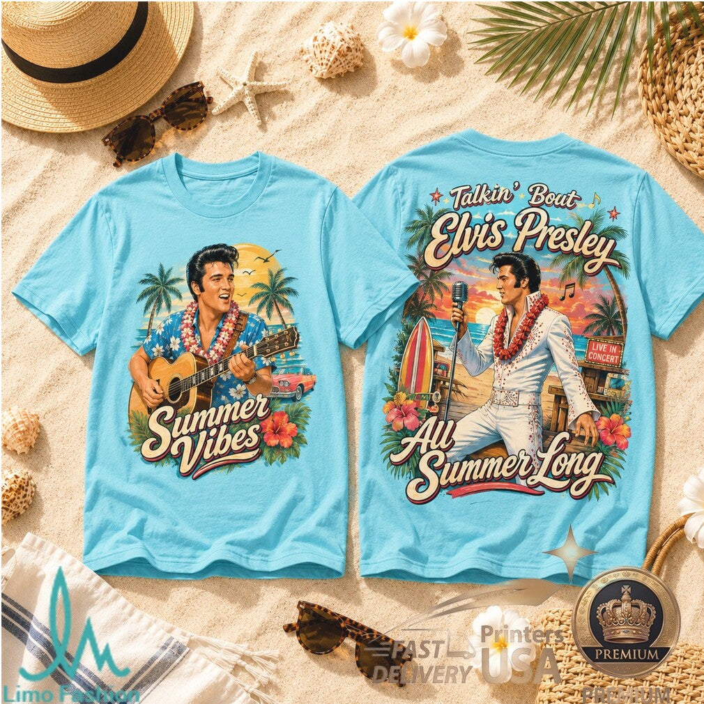 Elvis Presley Summer Vibes Tropical Hawaiian Beach Guitar Shirt - Limotees LLC
