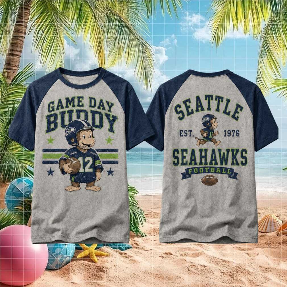Seattle Seahawks Game Day Buddy Monkey Football Raglan Shirt - Limotees LLC