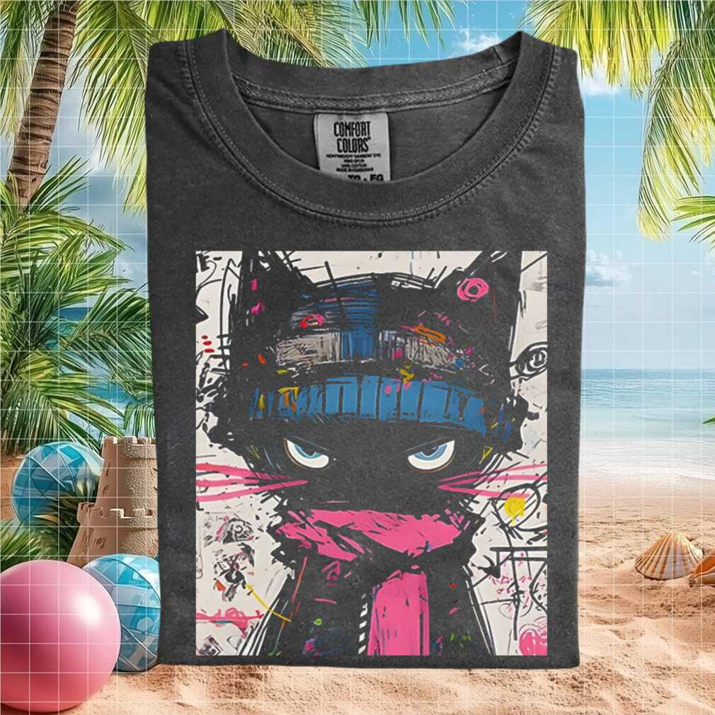 Abstract Street Art Graffiti Cat Graphic Aesthetic T Shirt - Limotees LLC