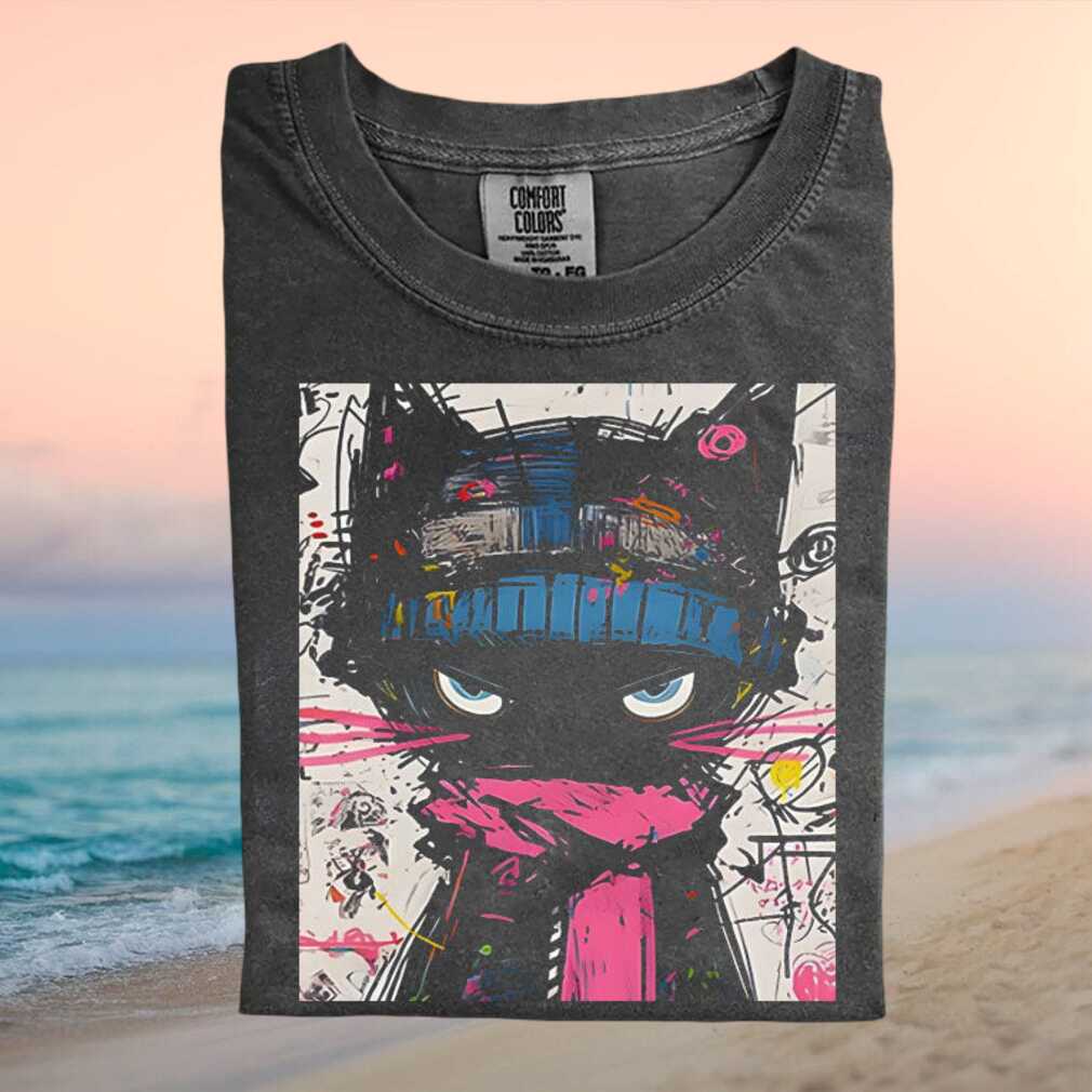 Abstract Street Art Graffiti Cat Graphic Aesthetic T Shirt - Limotees LLC