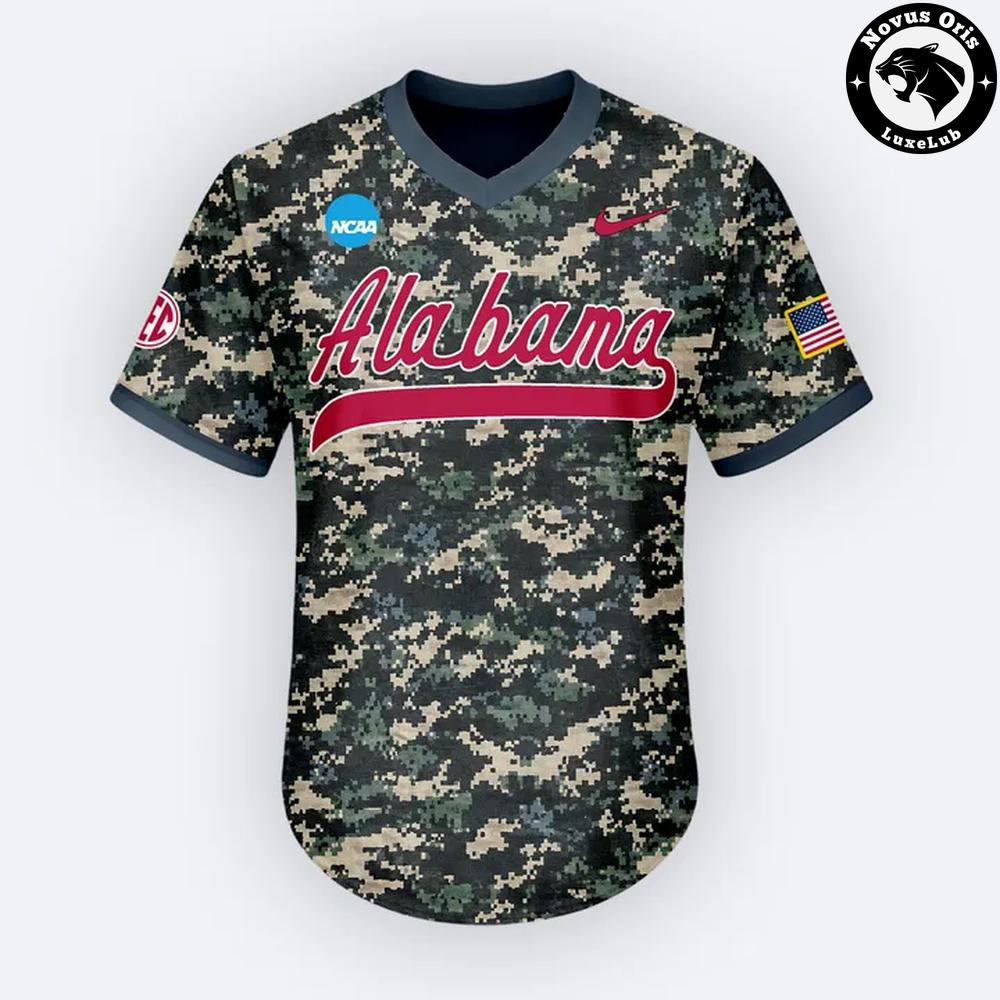 Alabama Crimson Tide Military Appreciation NCAA Camo Baseball Jersey - NovusOris Best Merch For Fans