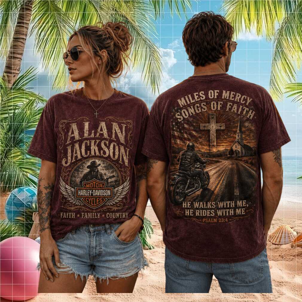 Alan Jackson Harley Davidson Miles Of Mercy Faith Country Concert Vintage Apparel Shirt - Limotees LLC