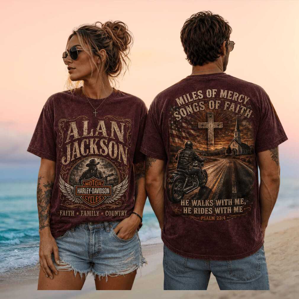 Alan Jackson Harley Davidson Miles Of Mercy Faith Country Concert Vintage Apparel Shirt - Limotees LLC