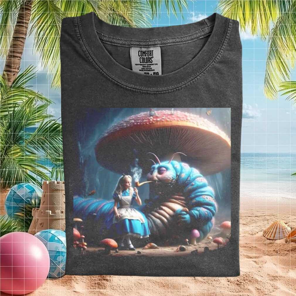 Alice in Wonderland Caterpillar Mushroom Fantasy Art T Shirt - Limotees LLC