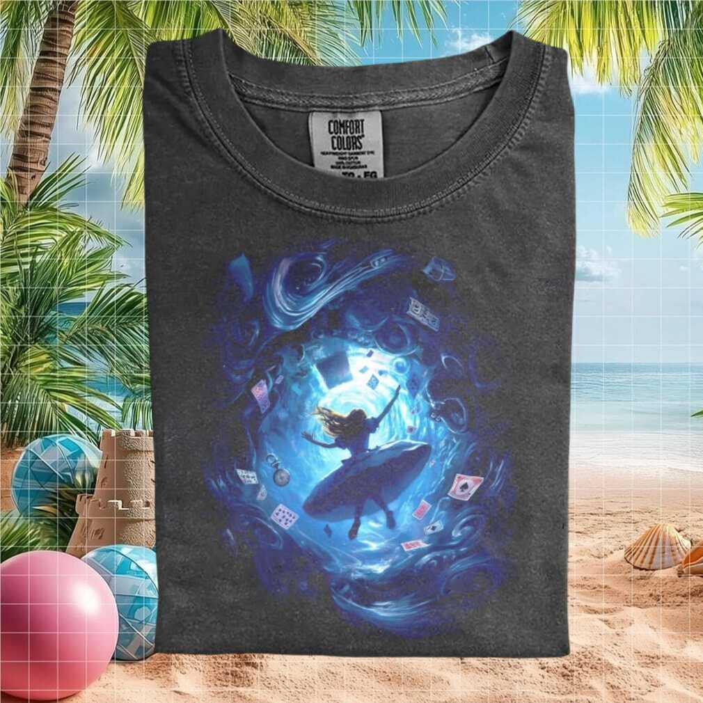Alice in Wonderland Falling Down Rabbit Hole Surreal Art Comfort Colors T Shirt - Limotees LLC