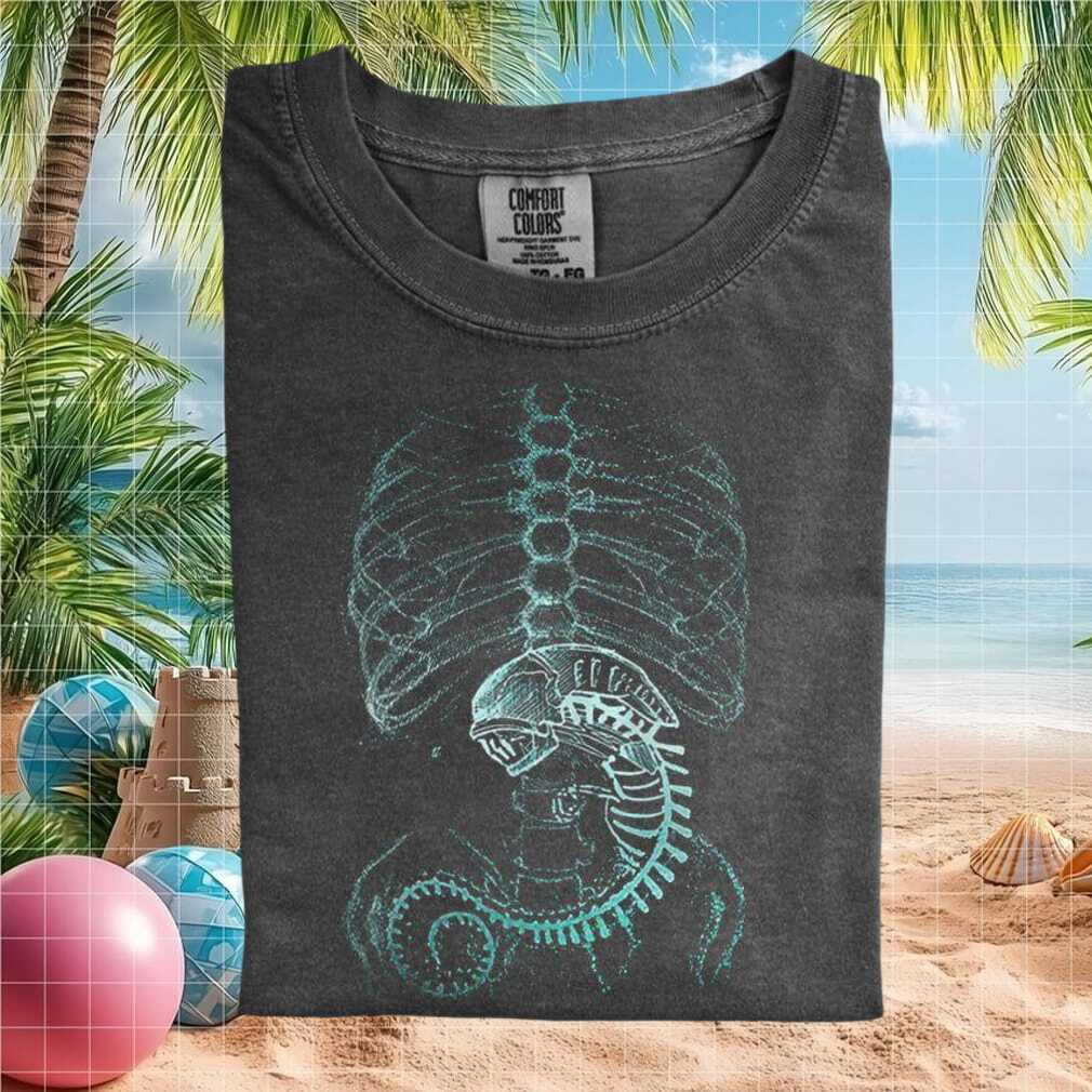 Alien Chestburster Skeleton Anatomy Horror Movie Graphic T Shirt - Limotees LLC