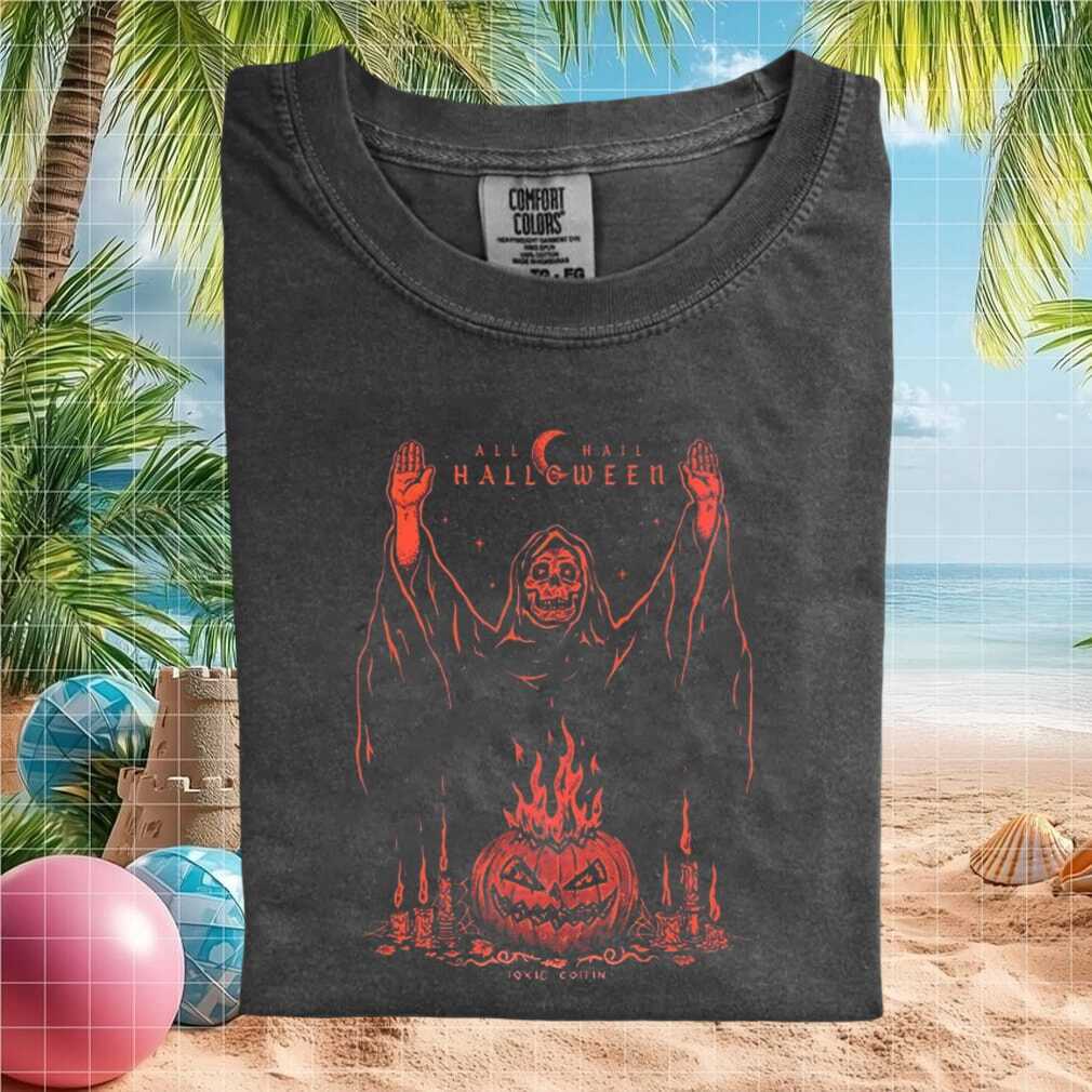 All Hail Halloween Grim Reaper Pumpkin Occult Aesthetic Comfort Colors T Shirt - Limotees LLC