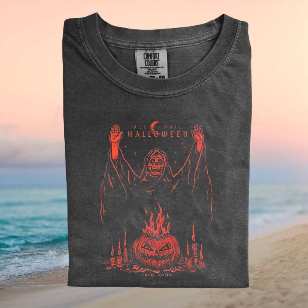 All Hail Halloween Grim Reaper Pumpkin Occult Aesthetic Comfort Colors T Shirt - Limotees LLC