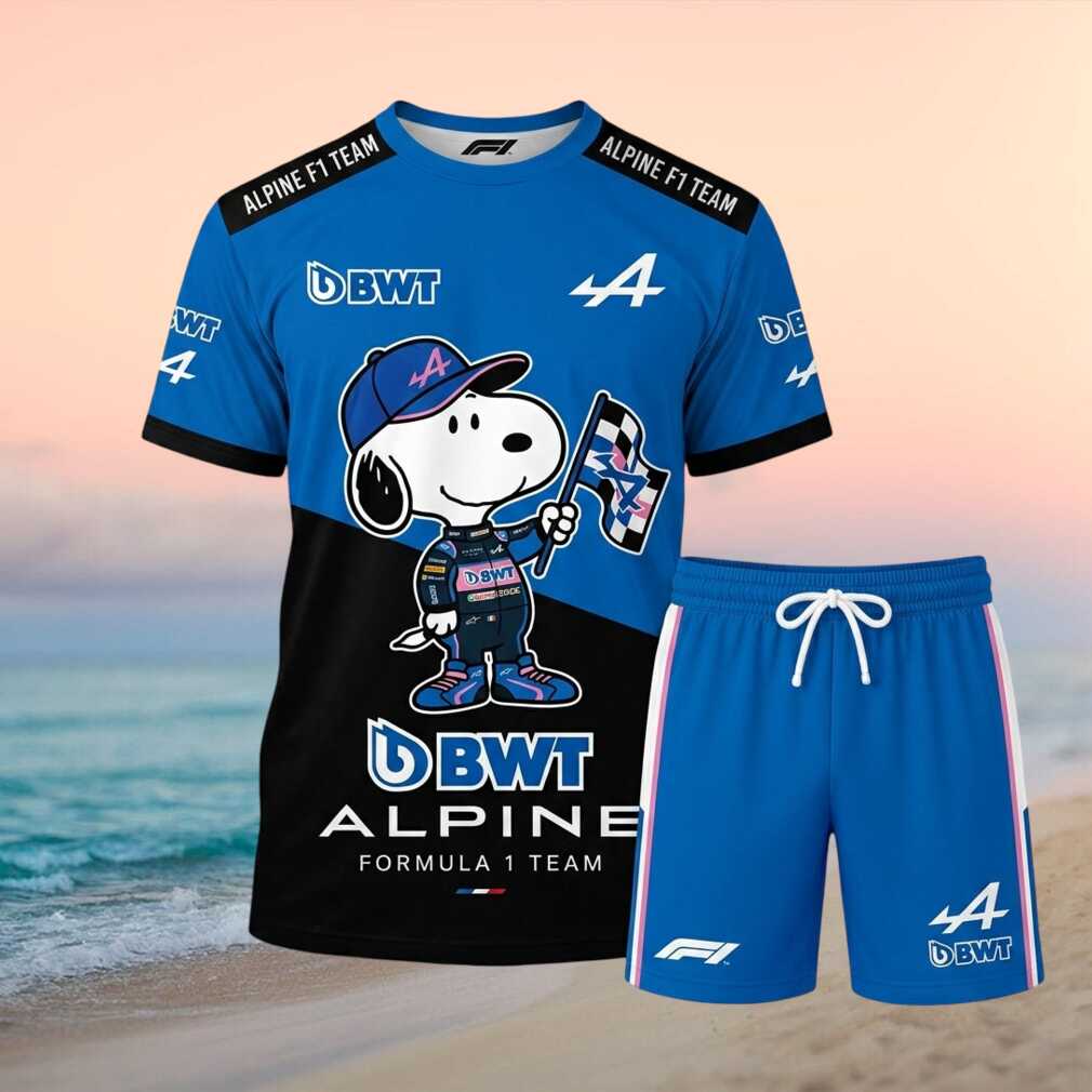 Alpine F1 Team Snoopy Dog Racing Checkered Flag T Shirt - Limotees LLC
