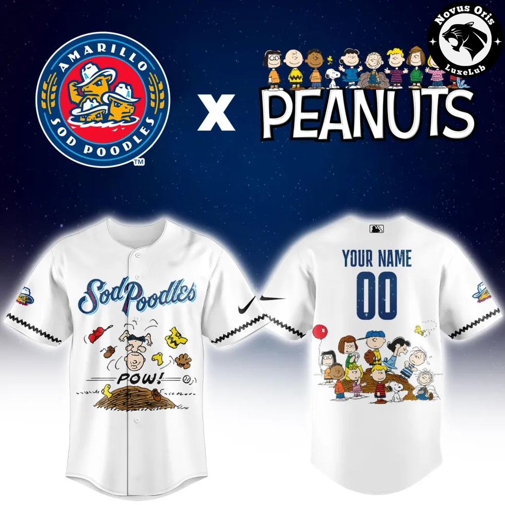 Amarillo Sod Poodles x Peanuts Night Limited Edition Baseball Jersey - NovusOris Best Merch For Fans
