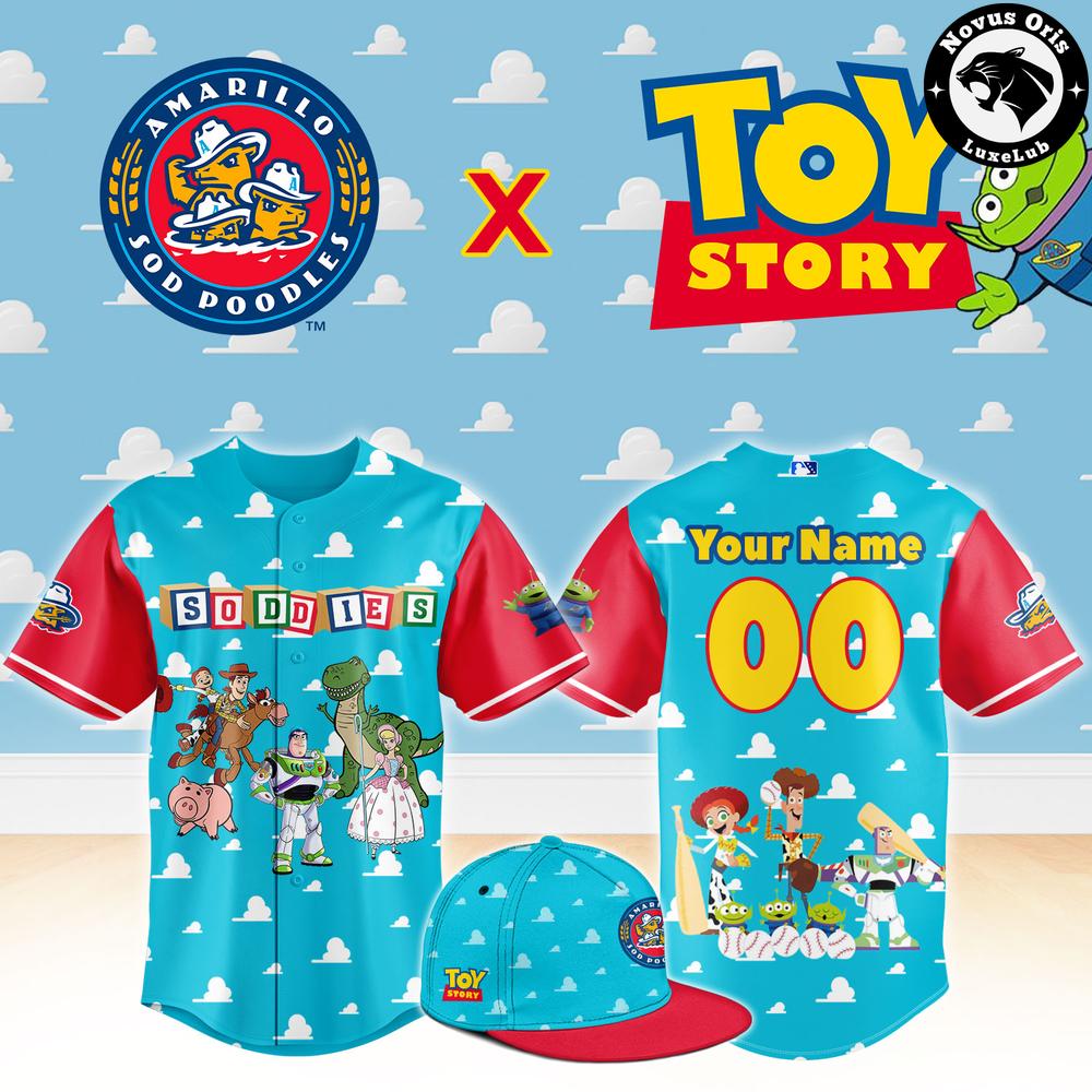 Amarillo Sod Poodles x Toy Story Night Personalized Woody Buzz Lightyear Jersey - NovusOris Best Merch For Fans