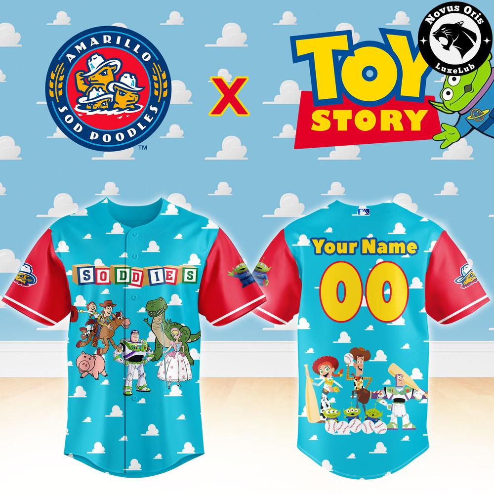 Amarillo Sod Poodles x Toy Story Night Personalized Woody Buzz Lightyear Jersey - NovusOris Best Merch For Fans