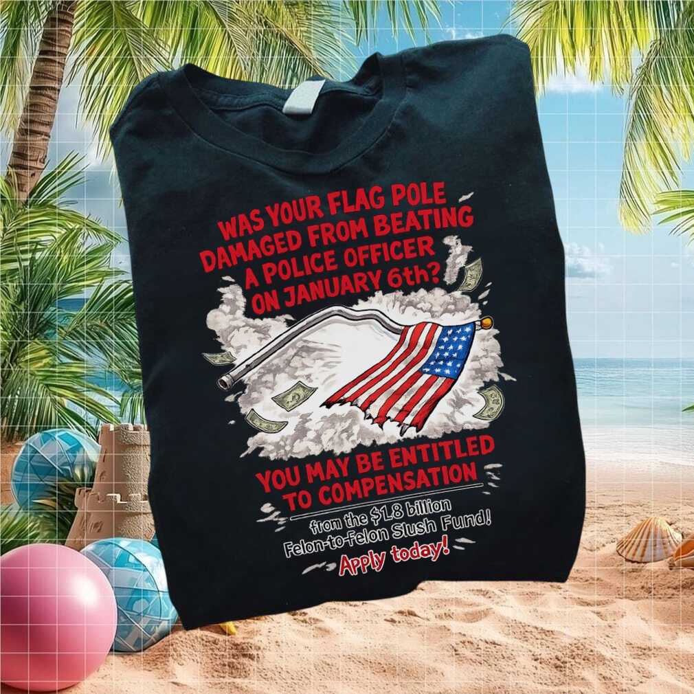 Anti Trump Satire January 6th Flag Pole Damaged Compensation T Shirt - Limotees LLC
