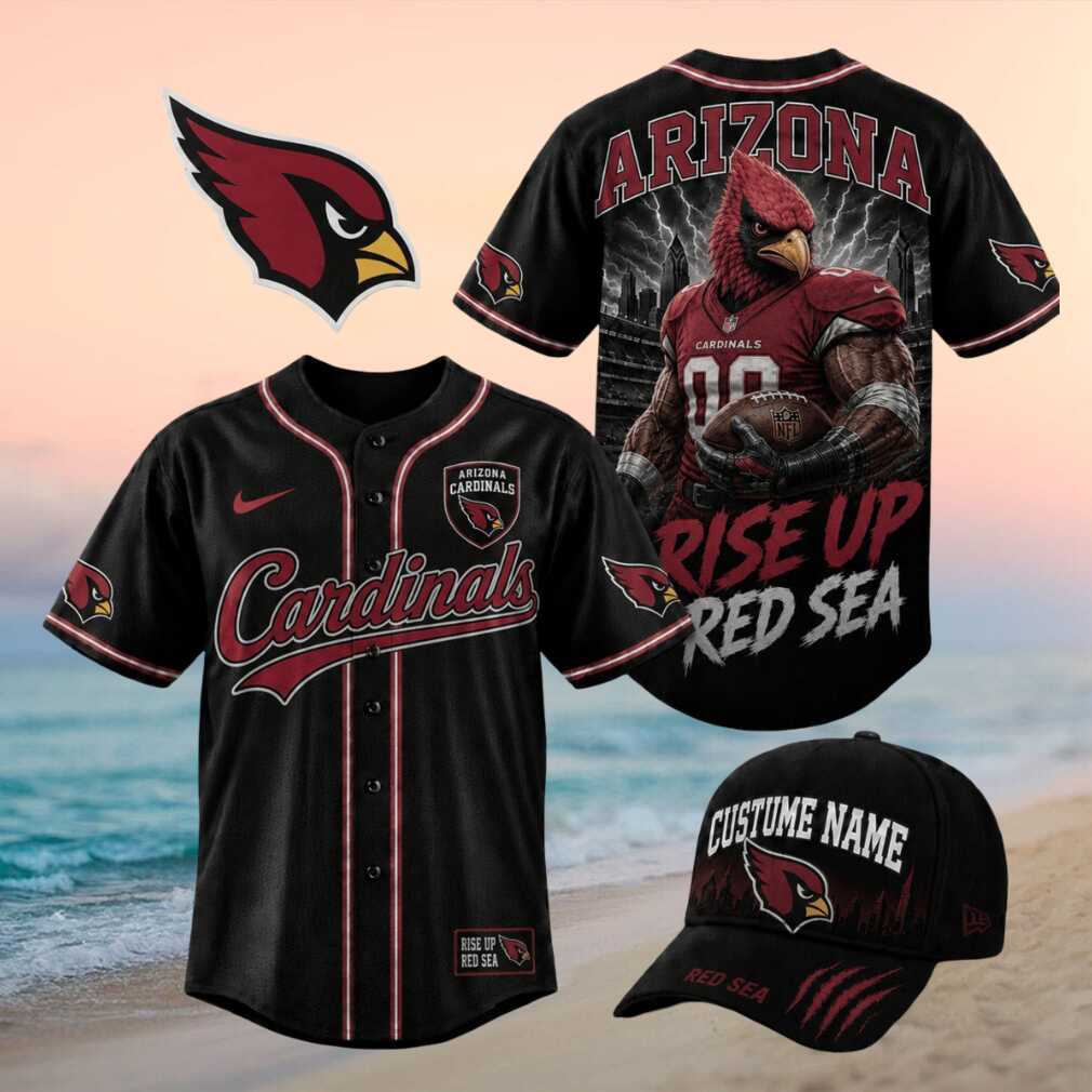 Arizona Cardinals Muscular Bird Mascot Rise Up Red Sea Baseball Jersey