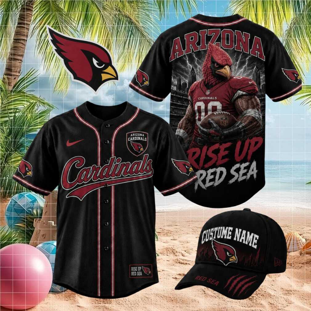 Arizona Cardinals Muscular Bird Mascot Rise Up Red Sea Baseball Jersey