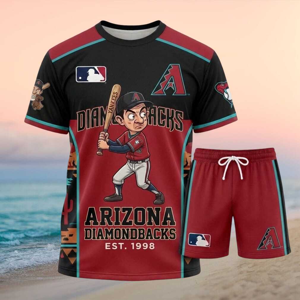 Arizona Diamondbacks Mr Bean Baseball Batter Vintage Pajama Shorts Shirt - Limotees LLC