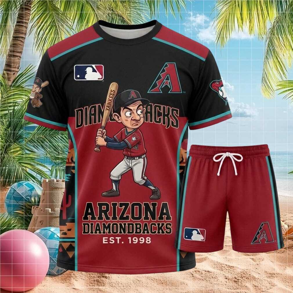 Arizona Diamondbacks Mr Bean Baseball Batter Vintage Pajama Shorts Shirt - Limotees LLC