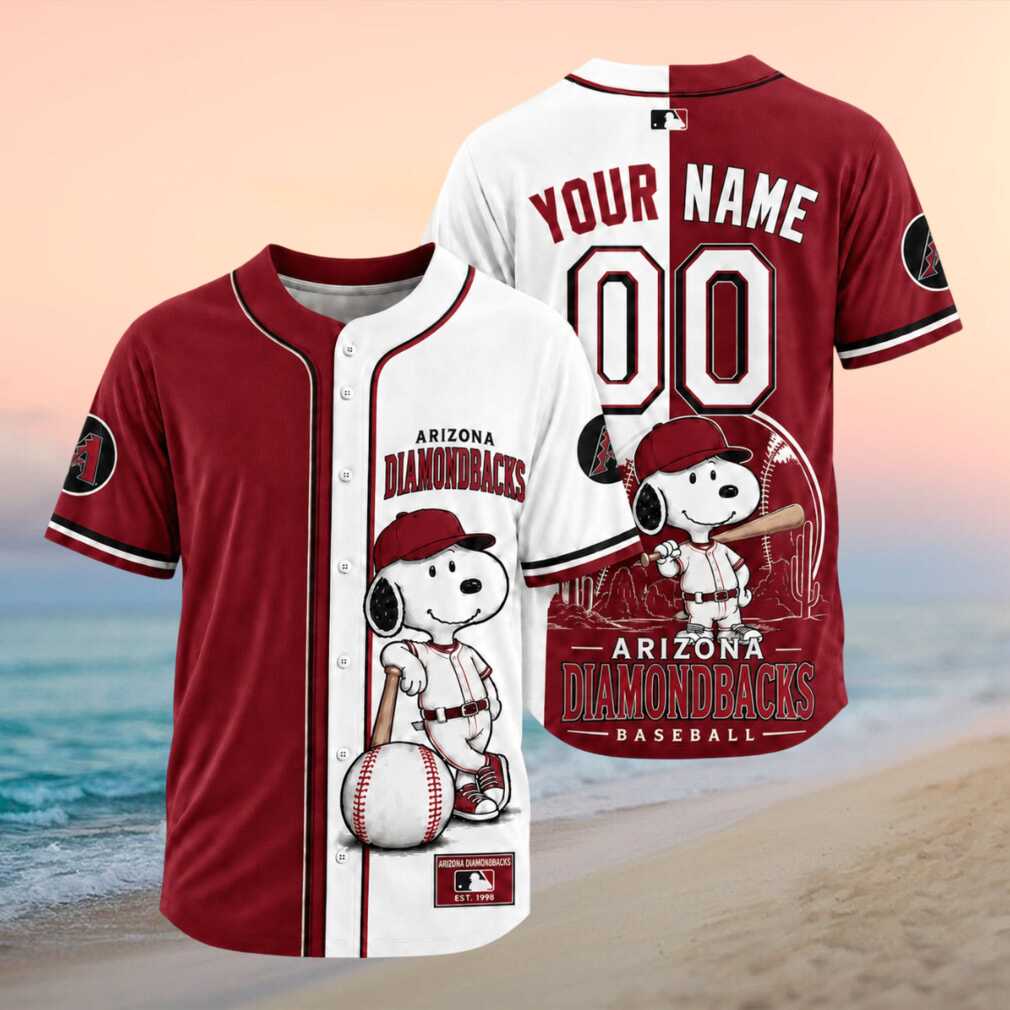 Arizona Diamondbacks Snoopy Custom Name Split Baseball Jersey - Limotees LLC