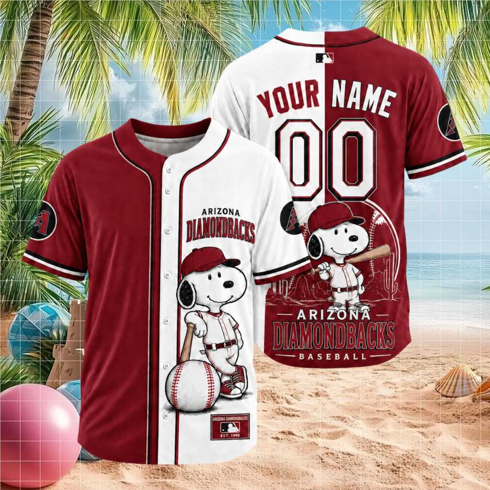 Arizona Diamondbacks Snoopy Custom Name Split Baseball Jersey - Limotees LLC
