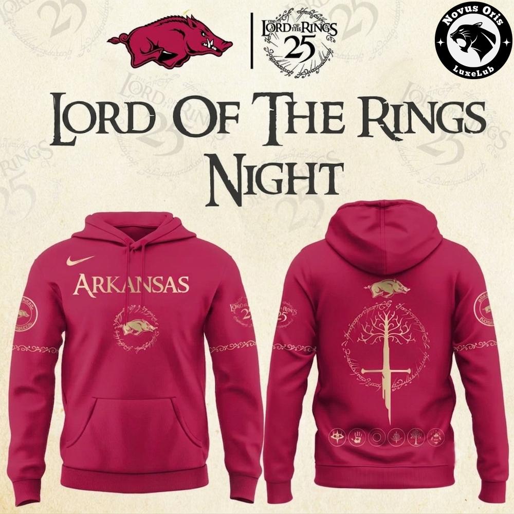 Arkansas Razorbacks Lord Of The Rings 25th Anniversary Limited Edition Hoodie