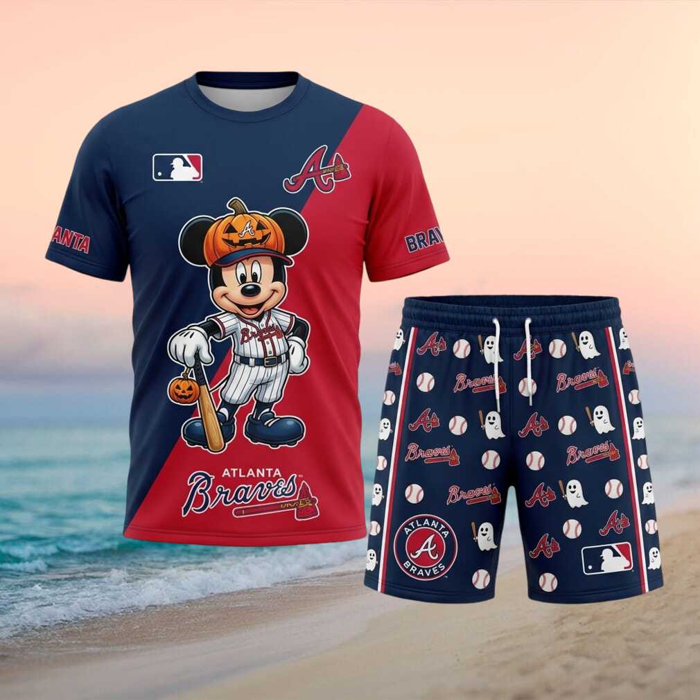 Atlanta Braves Mickey Mouse Pumpkin Halloween Baseball Shirt