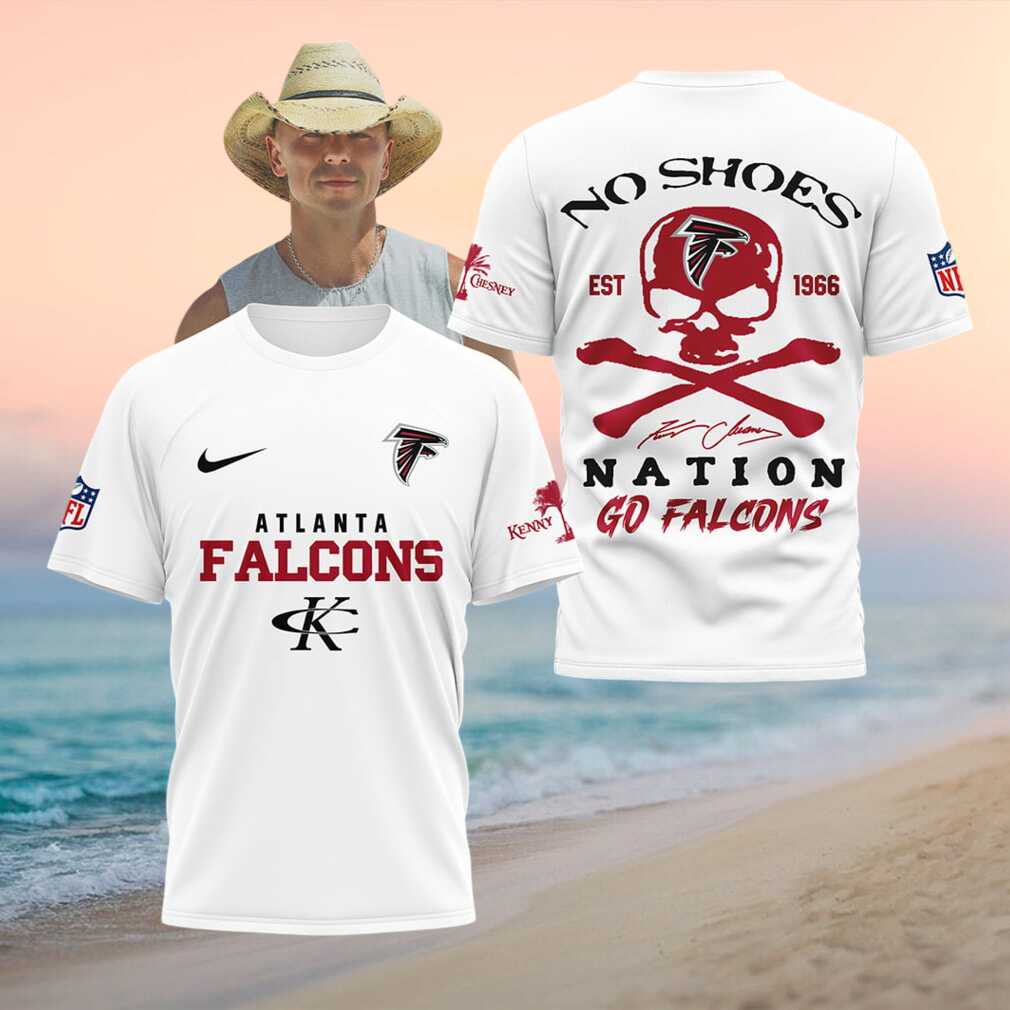 Atlanta Falcons Kenny Chesney No Shoes Nation Skull Shirt - Limotees LLC