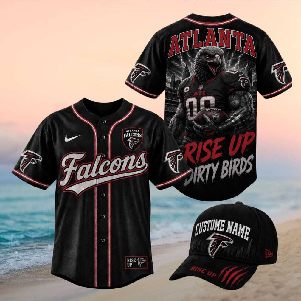 Atlanta Falcons Muscular Eagle Rise Up Dirty Birds Baseball Jersey - Limotees LLC