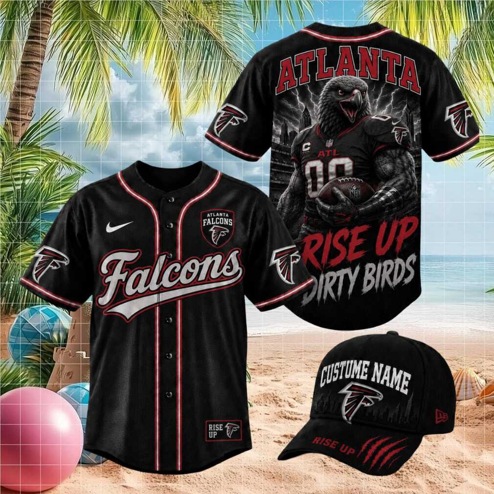 Atlanta Falcons Muscular Eagle Rise Up Dirty Birds Baseball Jersey - Limotees LLC