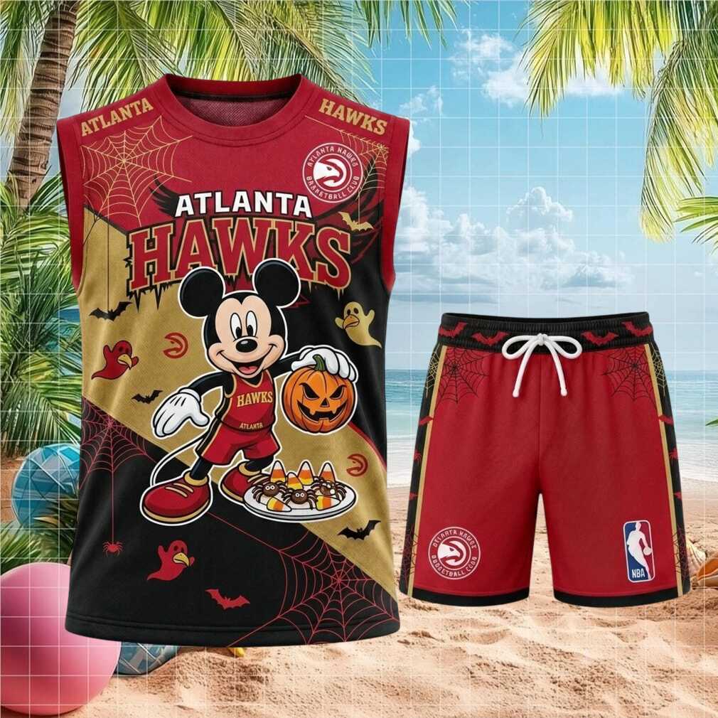 Atlanta Hawks Mickey Mouse Halloween Pumpkin Basketball Shirt