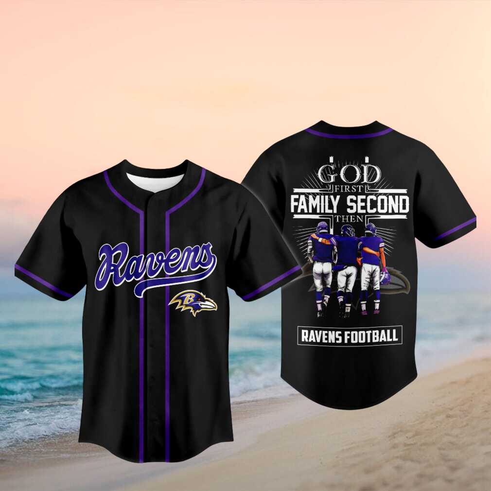 Baltimore Football God First Family Second Baseball Shirt