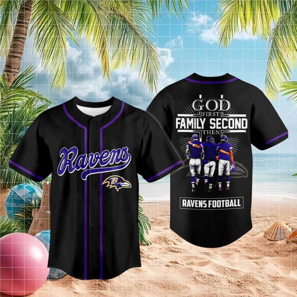 Baltimore Football God First Family Second Baseball Shirt