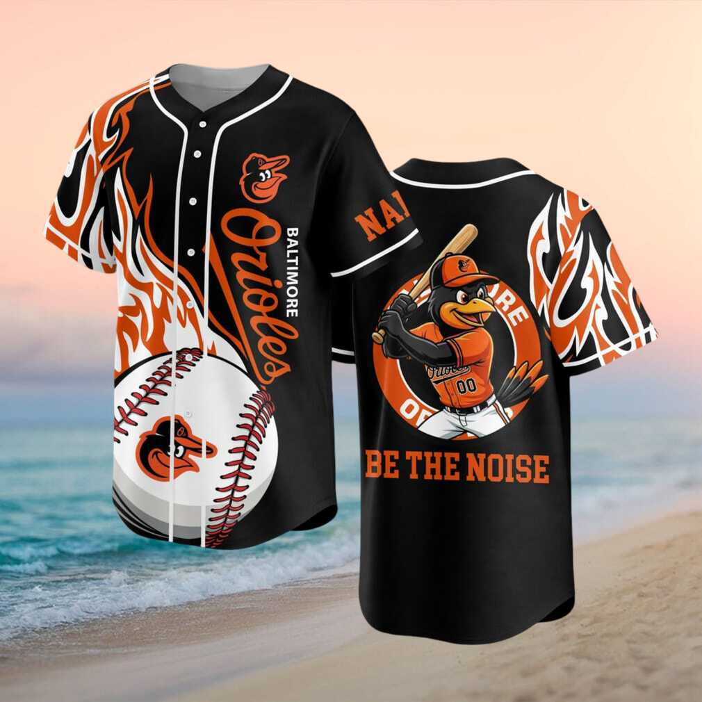Baltimore Orioles Bird Mascot Flames Be The Noise Baseball Shirt