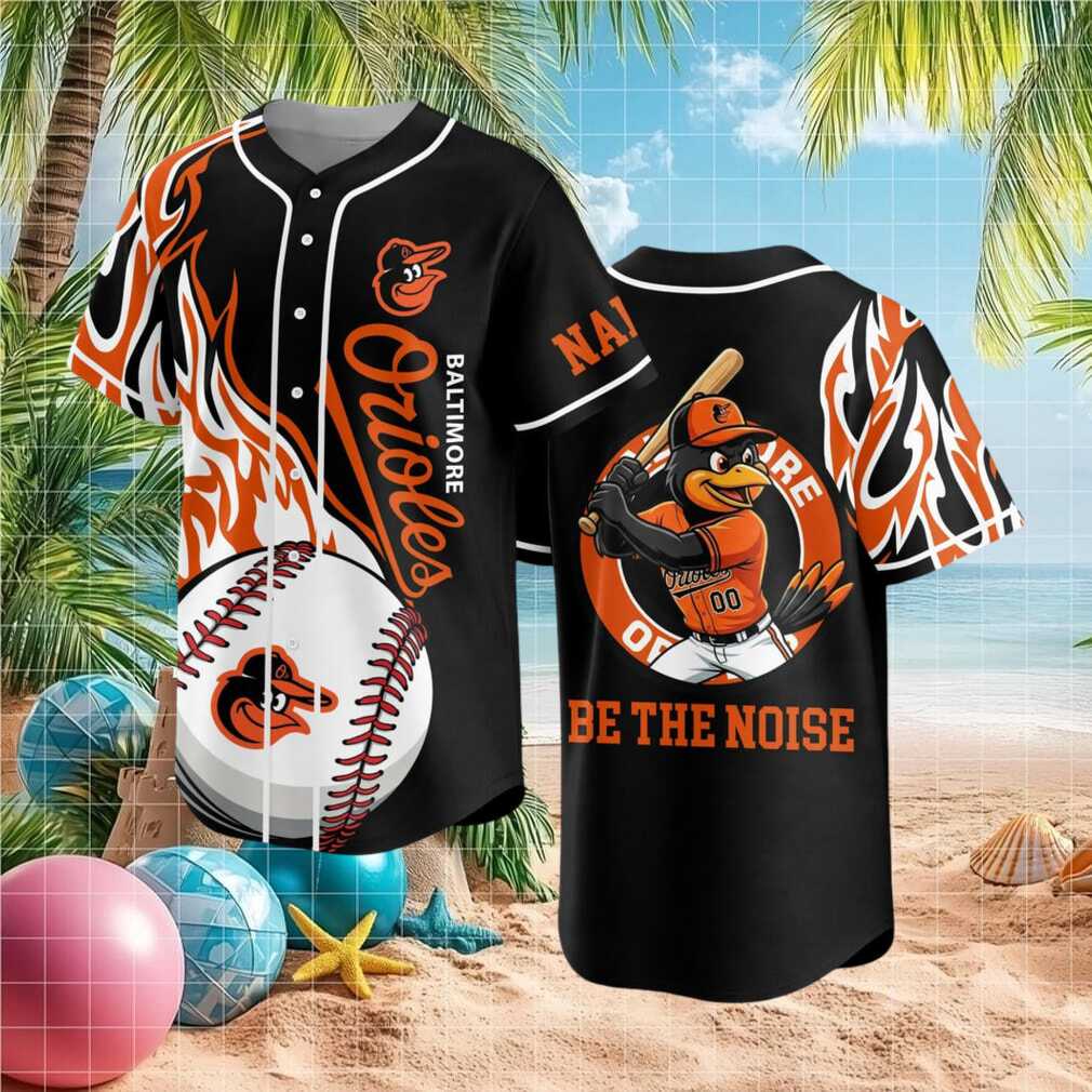 Baltimore Orioles Bird Mascot Flames Be The Noise Baseball Shirt
