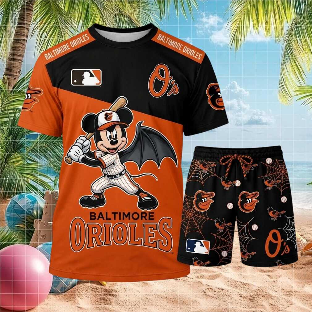 Baltimore Orioles Mickey Mouse Vampire Halloween Baseball Shirt