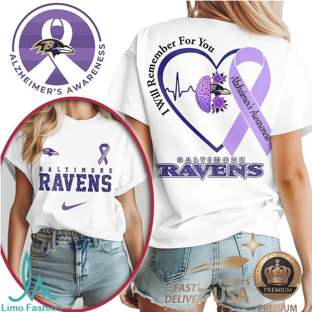 Baltimore Ravens Alzheimer's Awareness I Will Remember For You T Shirt - Limotees LLC